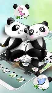 اسکرین شات برنامه Cute Panda Love Theme Launcher 1