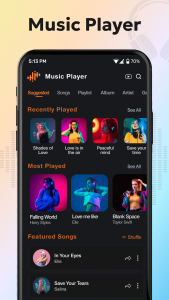 اسکرین شات 2 برنامه Music Mp3 Player Song
