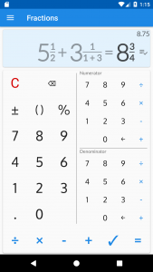 اسکرین شات برنامه Fractions: calculate & compare 1