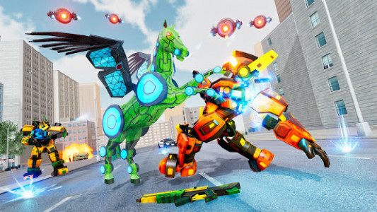 اسکرین شات برنامه Flying Horse Robot: Muscle Car transform Game 7