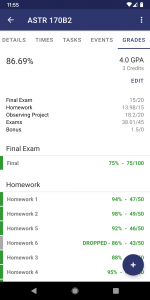 اسکرین شات برنامه Power Planner: Homework/Grades 6