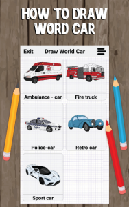 اسکرین شات برنامه How to Draw : Sports Cars, Ambulance, Humans 1