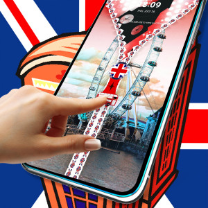 اسکرین شات برنامه UK Flag Zipper Lock Screen 4