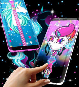 اسکرین شات برنامه Unicorn zipper lock screen 6