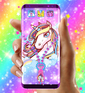 اسکرین شات برنامه Unicorn zipper lock screen 2