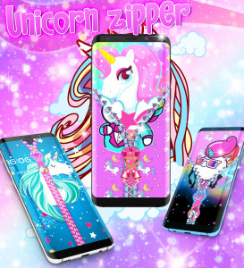 اسکرین شات برنامه Unicorn zipper lock screen 7