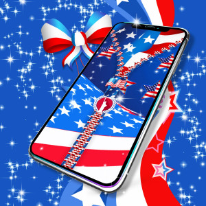اسکرین شات 6 برنامه USA flag zipper lock screen