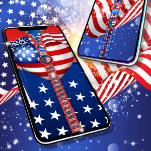 اسکرین شات 4 برنامه USA flag zipper lock screen