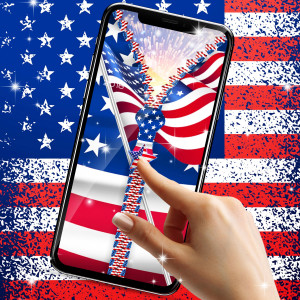 اسکرین شات 3 برنامه USA flag zipper lock screen