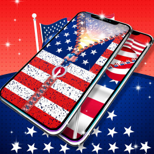 اسکرین شات 2 برنامه USA flag zipper lock screen