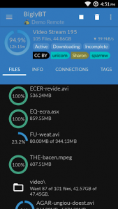 اسکرین شات برنامه BiglyBT, Torrent Downloader & Remote Control 2