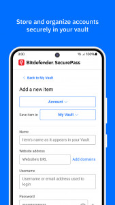 اسکرین شات برنامه Bitdefender SecurePass 7