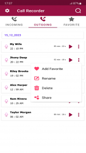 اسکرین شات برنامه Call recorder 3