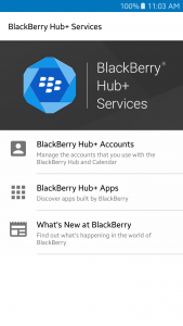 اسکرین شات برنامه BlackBerry Hub+ Services 1