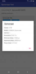 اسکرین شات 2 برنامه Gyroscope Test