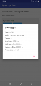 اسکرین شات برنامه Gyroscope Test 2