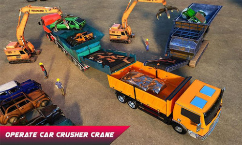 اسکرین شات برنامه Wrecked Car Crusher Crane Drive Dumper Truck Games 5