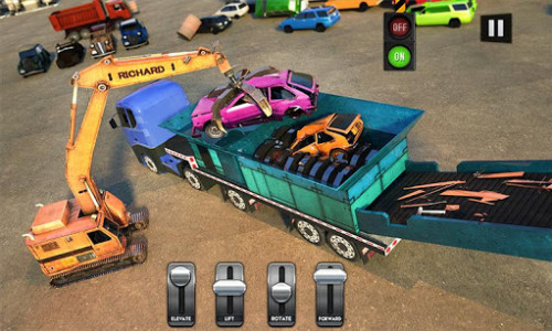 اسکرین شات برنامه Wrecked Car Crusher Crane Drive Dumper Truck Games 2