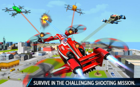 اسکرین شات برنامه Flying Formula Car Games 2020: Drone Shooting Game 1