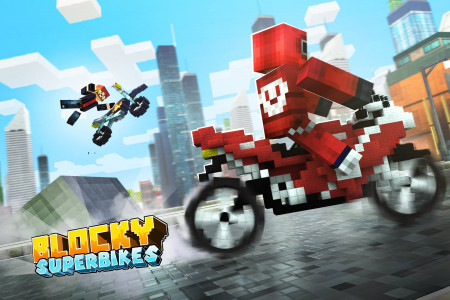 اسکرین شات بازی Blocky Superbikes Race Game 1