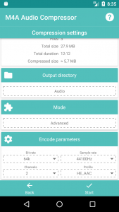اسکرین شات 3 برنامه M4A Audio Compressor