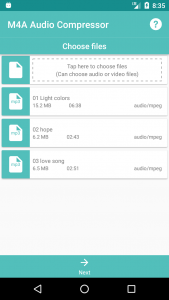 اسکرین شات 1 برنامه M4A Audio Compressor