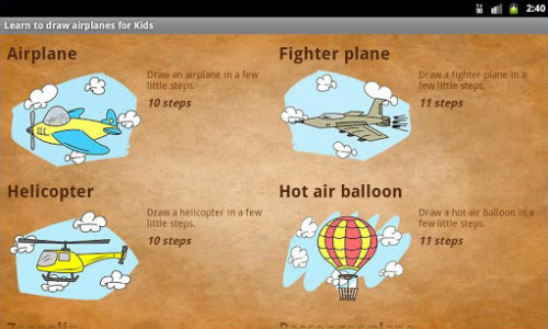 اسکرین شات برنامه Learn to draw planes for Kids 4