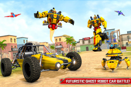 اسکرین شات برنامه Flying Ghost Robot Car Game 2