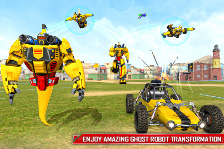 اسکرین شات برنامه Flying Ghost Robot Car Game 6
