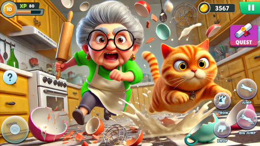 اسکرین شات 1 بازی Angry Gran VS Naughty Cat Sim