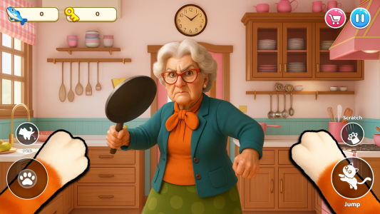 اسکرین شات 2 بازی Cat Mayhem: Gran’s Angry