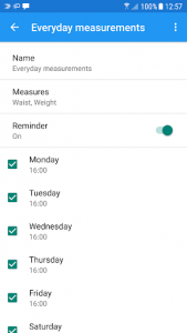 اسکرین شات برنامه Body measurements - weight, BMI, waist, fat, pulse 6