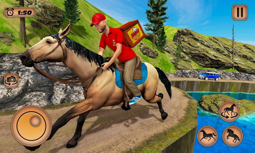 اسکرین شات بازی Mounted Horse Riding Pizza 4