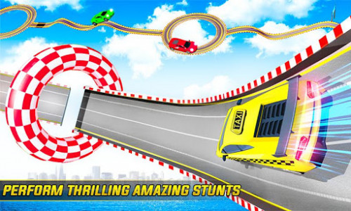 اسکرین شات برنامه Taxi Car Mega Ramp Stunt: GT Car Racing Stunt Game 1