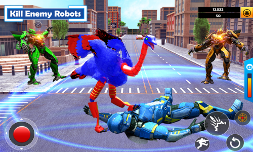 اسکرین شات برنامه Ostrich Air Jet Robot Car Game 3