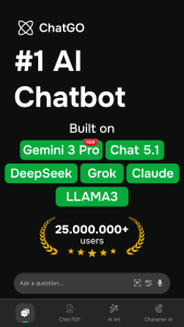 اسکرین شات 1 برنامه Chatbot AI Assistant - ChatGO
