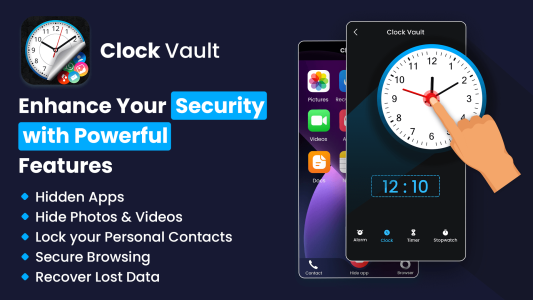 اسکرین شات 1 برنامه Vault Clock App Hider & Files