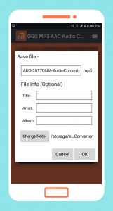 اسکرین شات برنامه OGG MP3 AAC Audio Converter 4