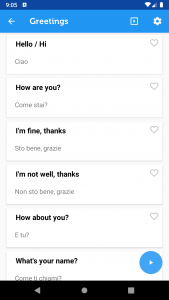 اسکرین شات برنامه Learn Italian Phrasebook 2