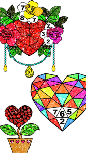 اسکرین شات برنامه Valentines Glitter Color By Number paint love Book 4