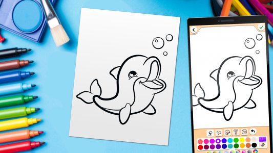 اسکرین شات برنامه Dolphins coloring pages 5