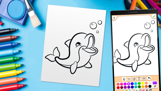 اسکرین شات 5 برنامه Dolphins coloring pages