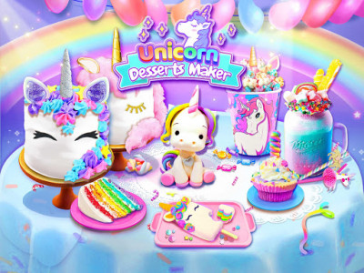 اسکرین شات بازی Rainbow Unicorn Foods & Desserts: Cooking Games 5