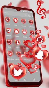 اسکرین شات برنامه Red Glass Heart Launcher Theme 2