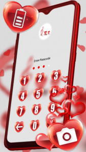اسکرین شات برنامه Red Glass Heart Launcher Theme 5