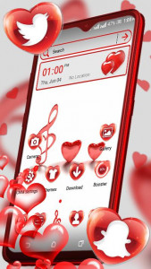 اسکرین شات برنامه Red Glass Heart Launcher Theme 1