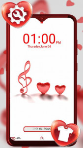 اسکرین شات برنامه Red Glass Heart Launcher Theme 3