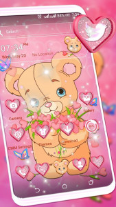 اسکرین شات برنامه Teddy Bear Pink Launcher Theme 1