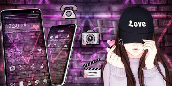اسکرین شات برنامه Cute Purple Anime Girly Love Theme 4