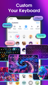 اسکرین شات 3 برنامه Neon LED Keyboard: RGB & Emoji